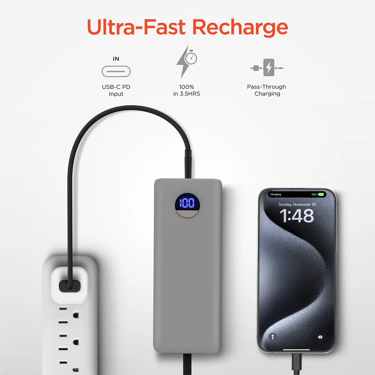 10,000mAh Fast Charge Power Bank with Digital Display - Image 9