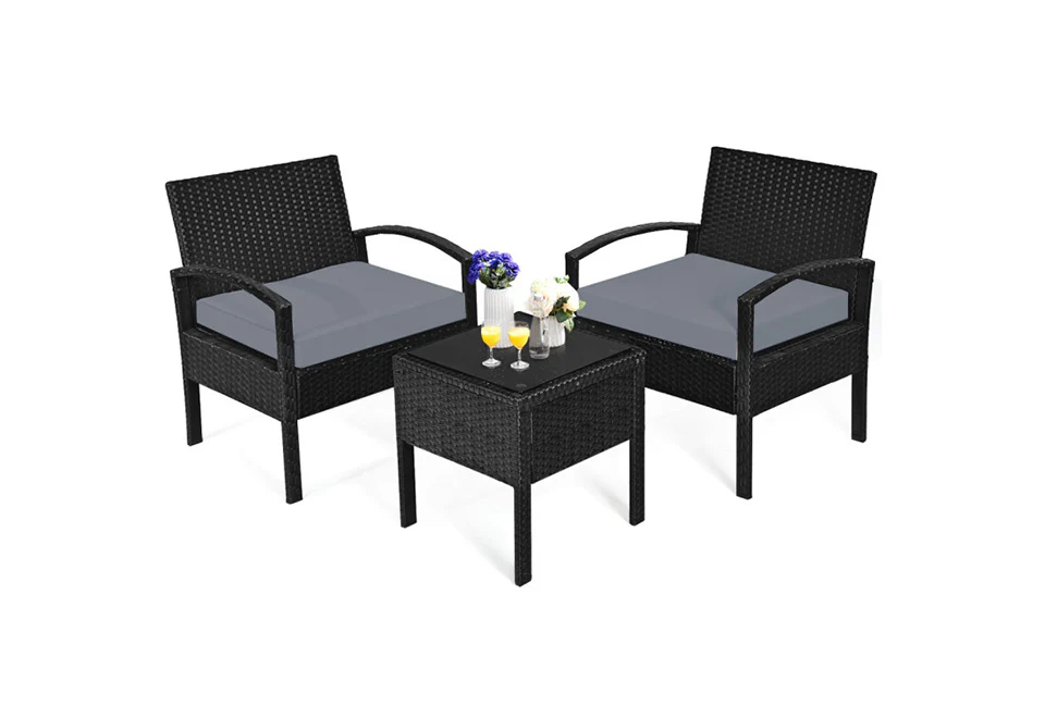 3-Piece Outdoor Rattan Patio Conversation Set - Image 10