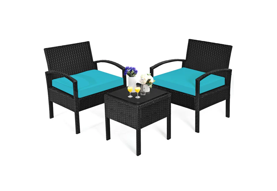 3-Piece Outdoor Rattan Patio Conversation Set - Image 11