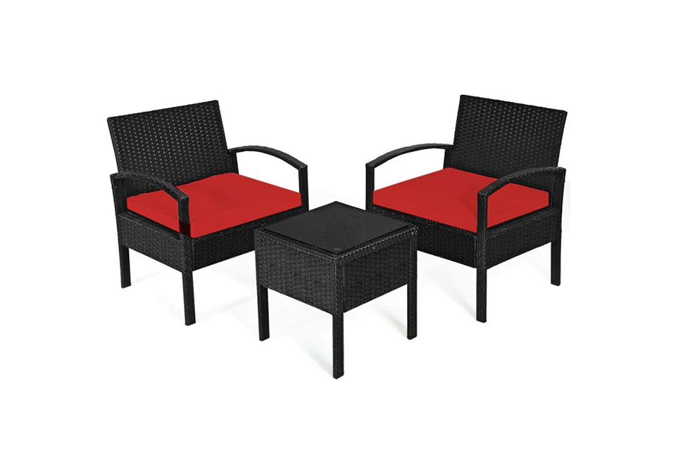 3-Piece Outdoor Rattan Patio Conversation Set - Image 12