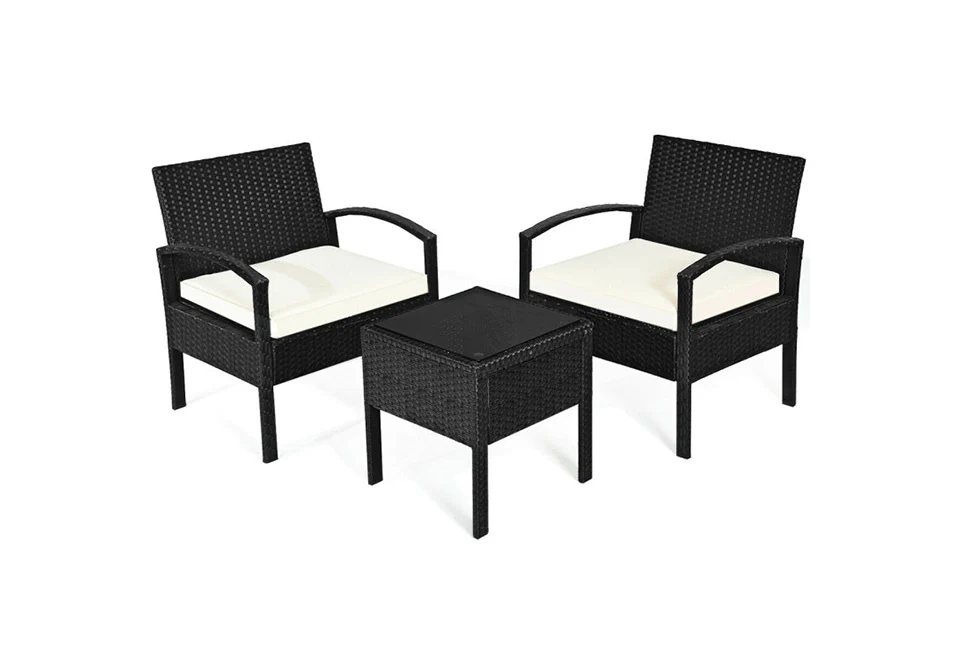 3-Piece Outdoor Rattan Patio Conversation Set - Image 13