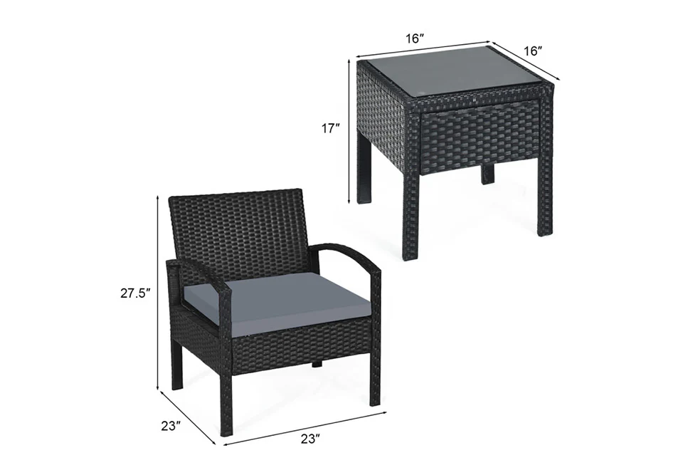 3-Piece Outdoor Rattan Patio Conversation Set - Image 14