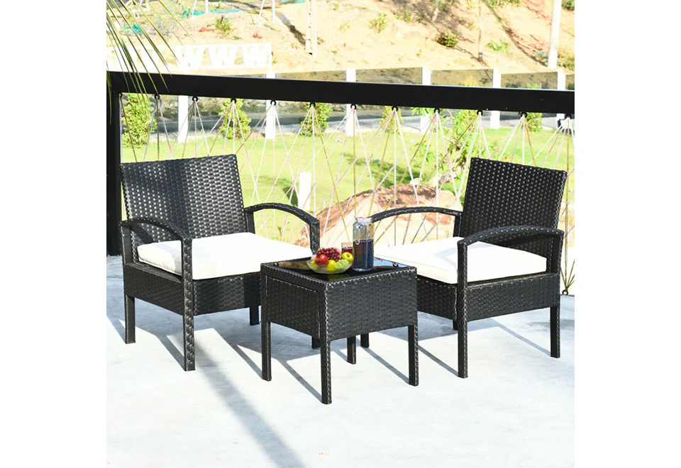 3-Piece Outdoor Rattan Patio Conversation Set - Image 4