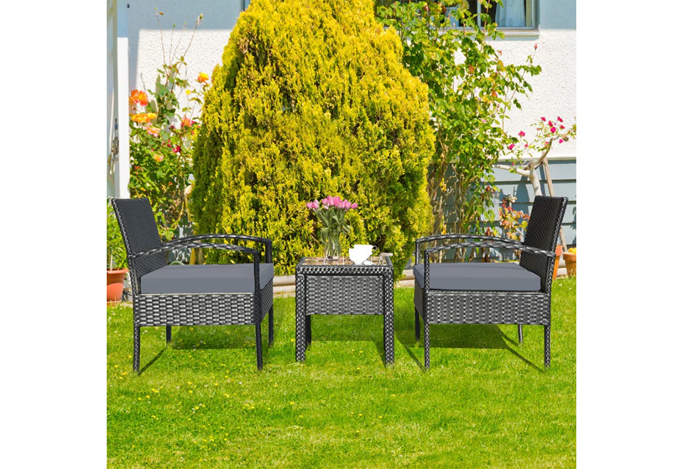 3-Piece Outdoor Rattan Patio Conversation Set - Image 7