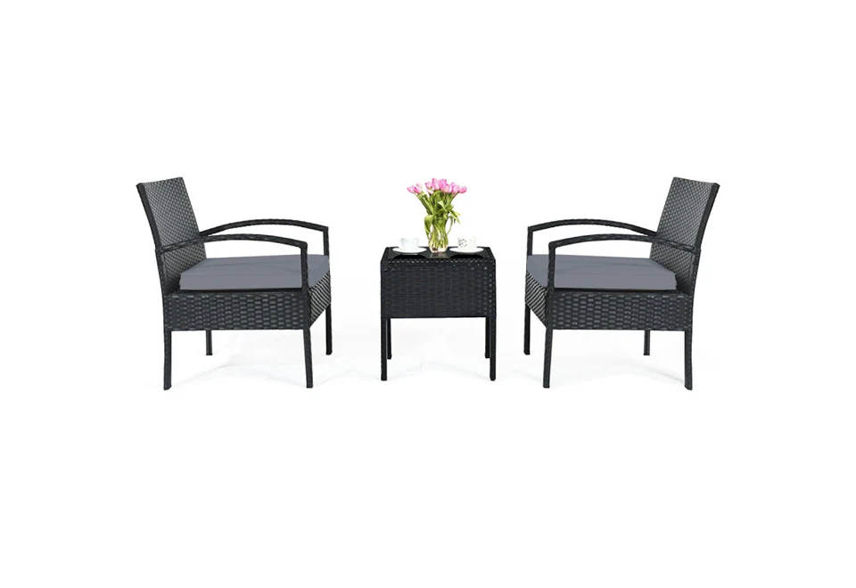 3-Piece Outdoor Rattan Patio Conversation Set - Image 9