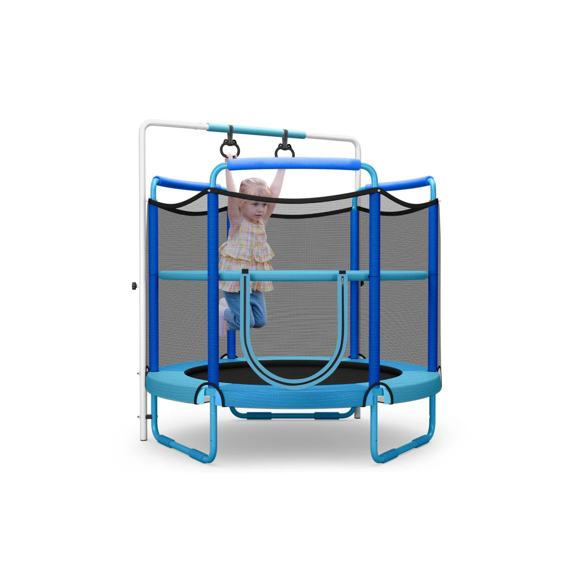 5' Kids 3-in-1 Game Trampoline with Enclosure Net Spring Pad - Image 9