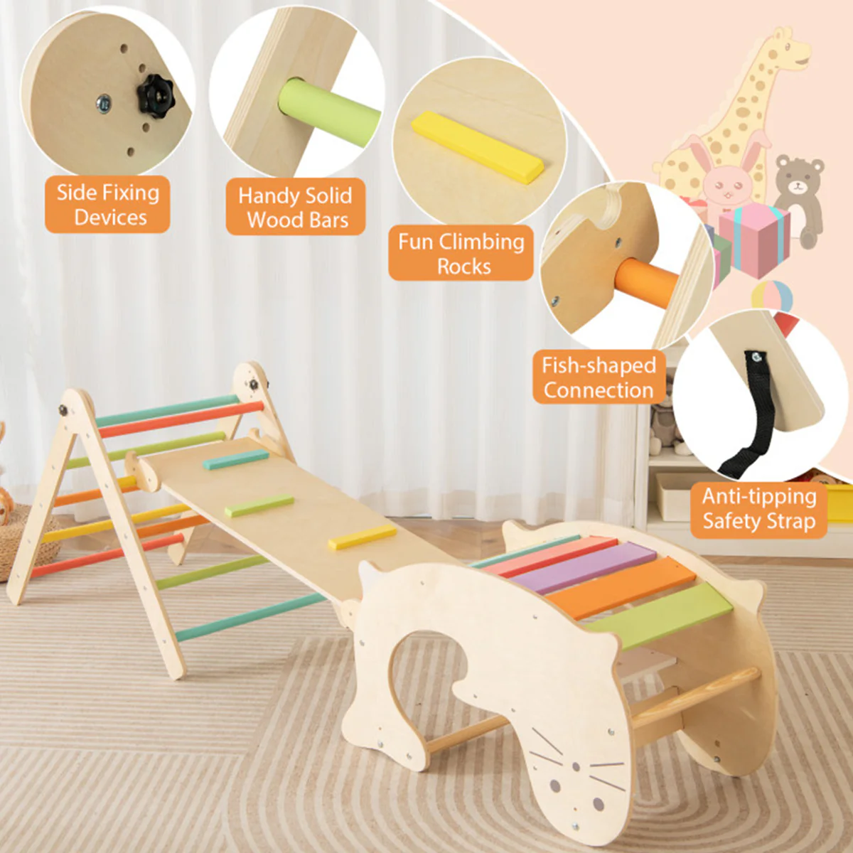 7-in-1 Indoor Climbing Toys with Reversible Ramp - Image 3