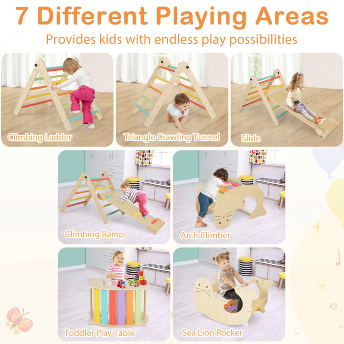 7-in-1 Indoor Climbing Toys with Reversible Ramp - Image 4