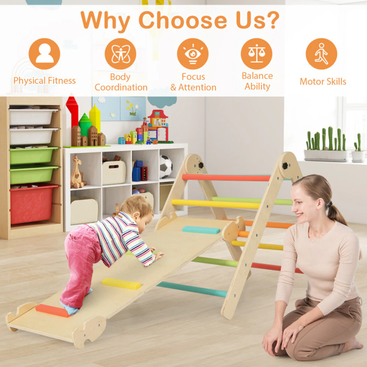 7-in-1 Indoor Climbing Toys with Reversible Ramp - Image 7