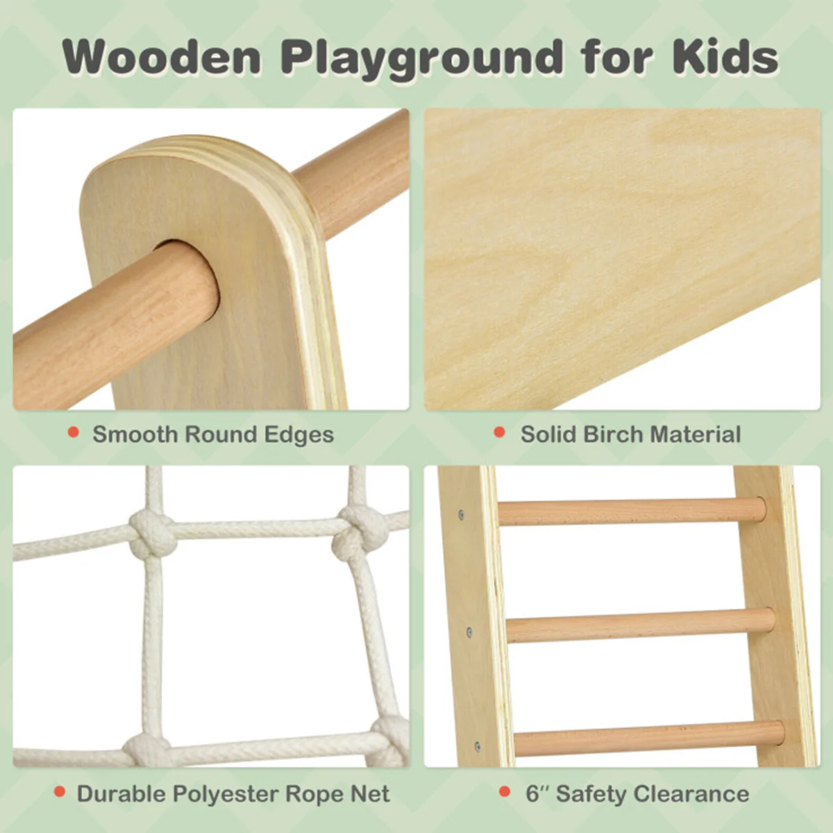 8-in-1 Wooden Climber Play Set with Slide and Swing - Image 13