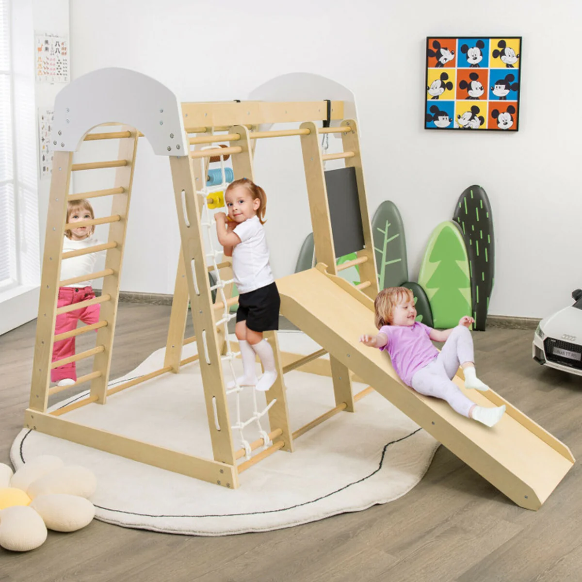 8-in-1 Wooden Climber Play Set with Slide and Swing - Image 16