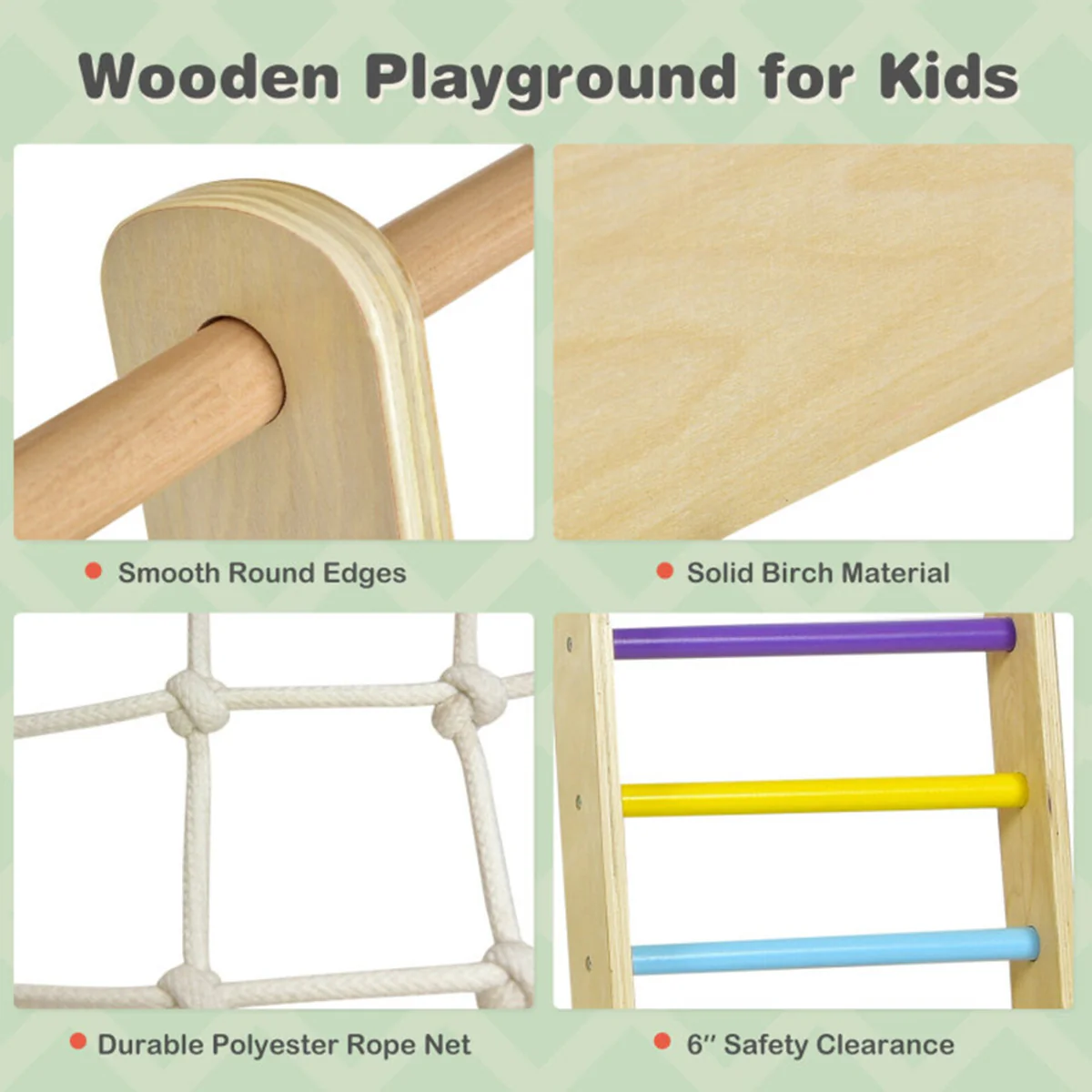 8-in-1 Wooden Climber Play Set with Slide and Swing - Image 5
