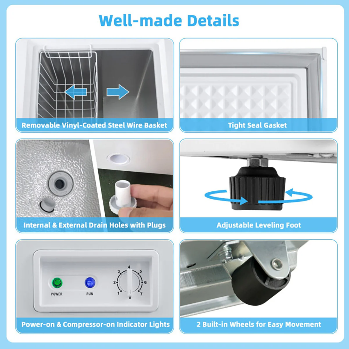 Compact Chest Freezer with Removable Storage Basket - Image 19