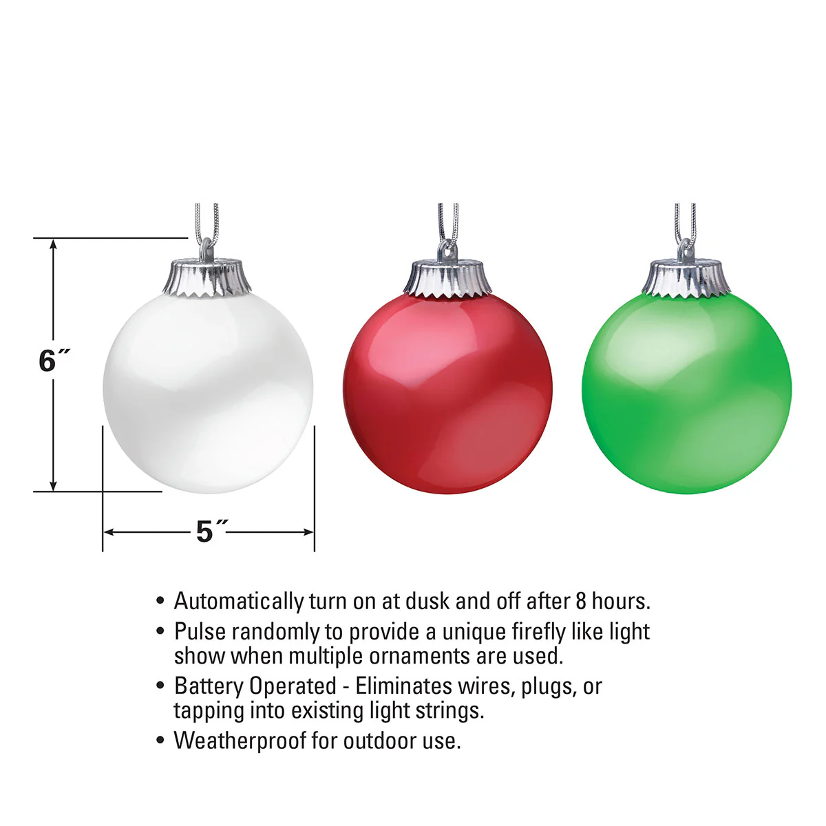 LED Outdoor Hanging Globe Ornaments (Set of 3) - Image 3